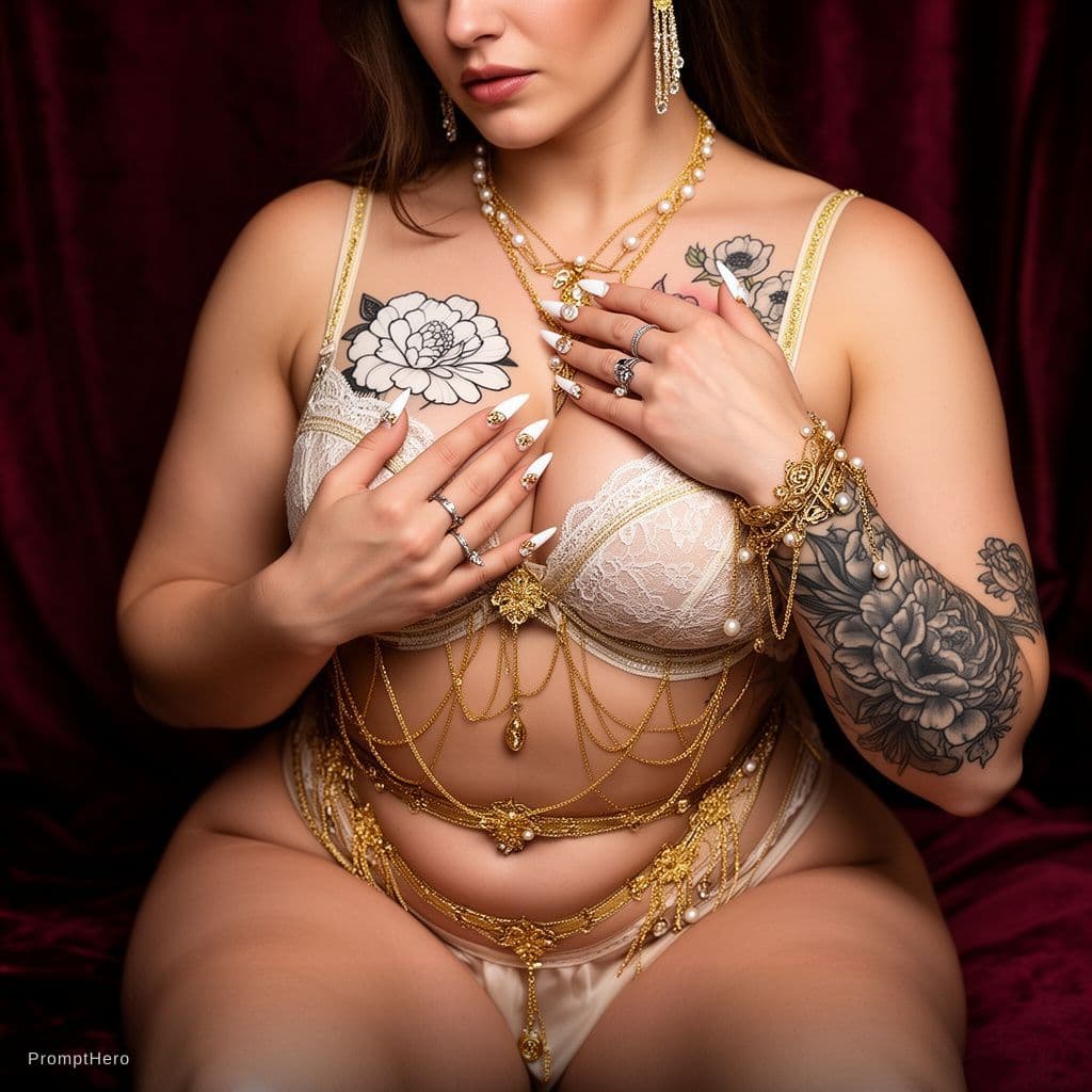 AI generated: close elegant three-quarter view from slightly above of nuoresta thick Swedish goddess, kauniit kasv...