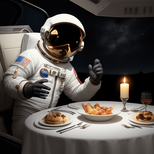 AI generated: Sweet dinner with an astronaut