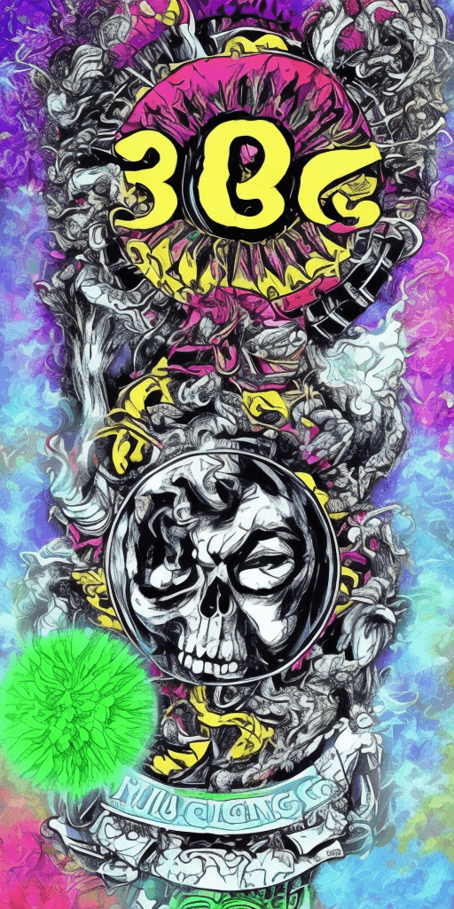 AI generated: 3 ring circus, wake and bake, cannabis, every one smoking a blunt, exhaling smoke. --v 4