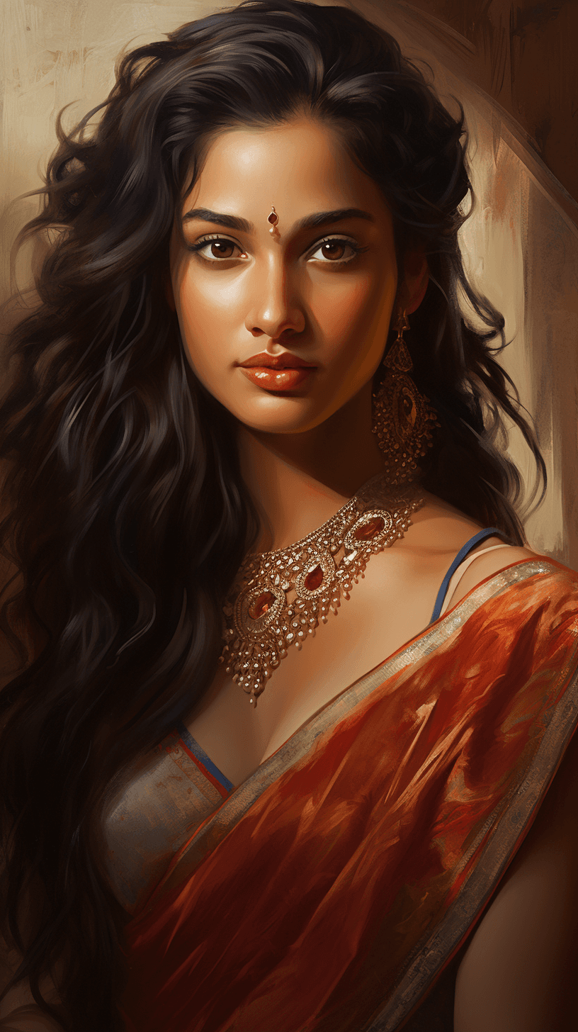 AI generated: a painting of heavenly beautiful Indian woman