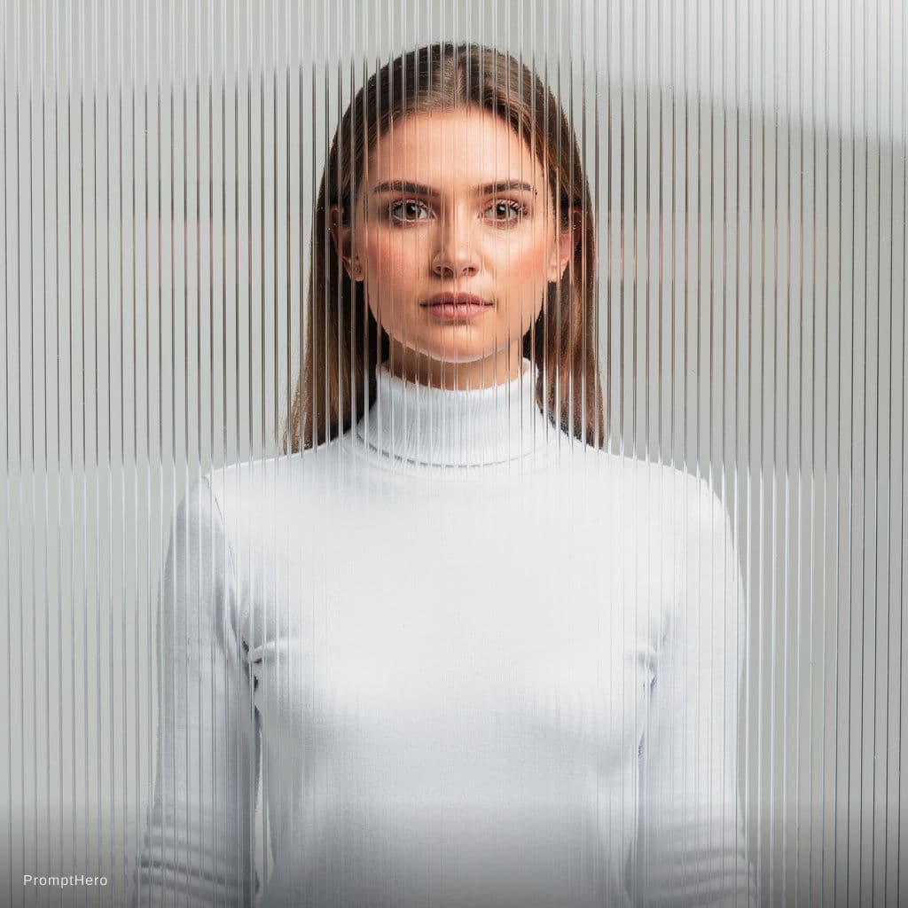 AI generated: high resolution photography, front central profile, woman facing front, gaze to front, wearing a whi...