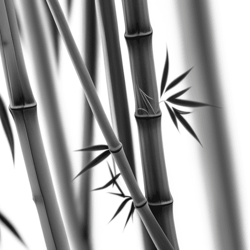 AI generated: Bamboo and drooping bamboo leaves in black and white and gray