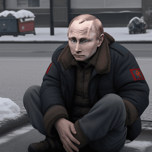 AI generated:  Putin homeless ,4 k , ultra HD 