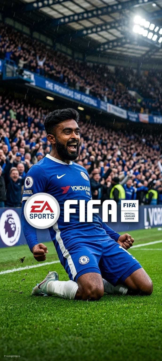AI generated: generate FIFA cover knee slide