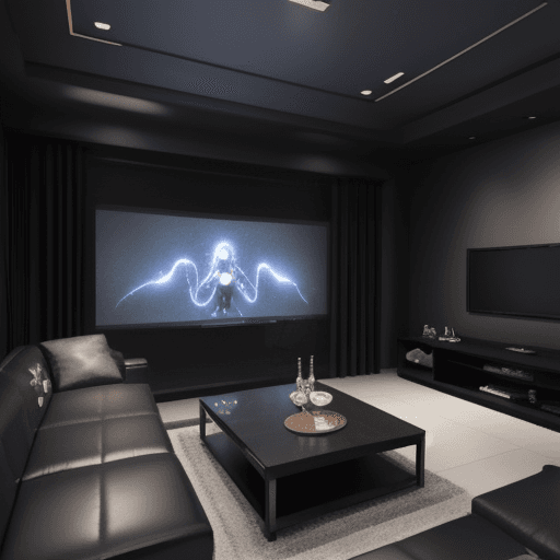 AI generated: dark anime living room  
