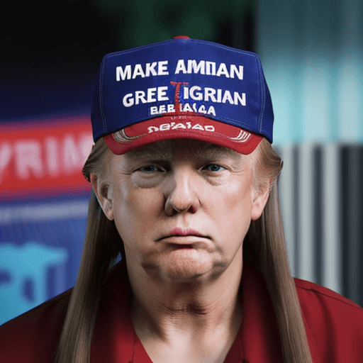 AI generated: Hyper realistic eye level exterior photo of donald trump, with the make america great again cap in r...