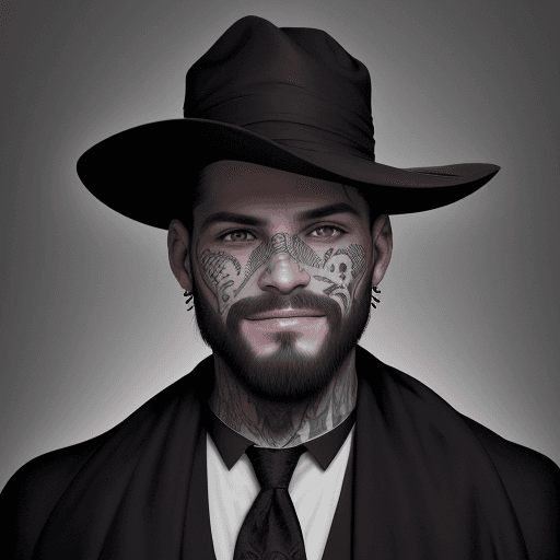 AI generated: el rostro de un hombre vestido con saco y corbata moderno con el rostro barbado, en el estilo de gri...