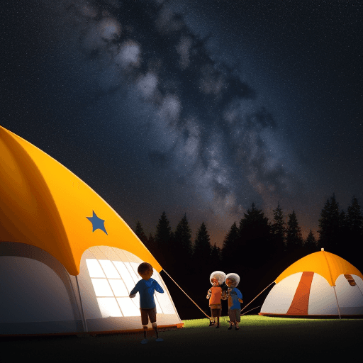 AI generated: children's camp with space objects
