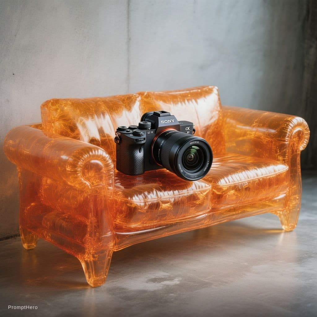 AI generated: hyper-realistic, high resolution photography, front shot, soft orange color transparent vinyl materi...