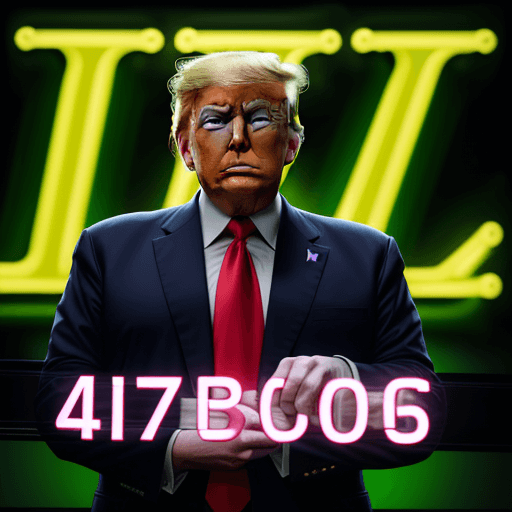 AI generated: President Donald Trump dressed in frog business suit, stares at the camera with a smile, as he point...