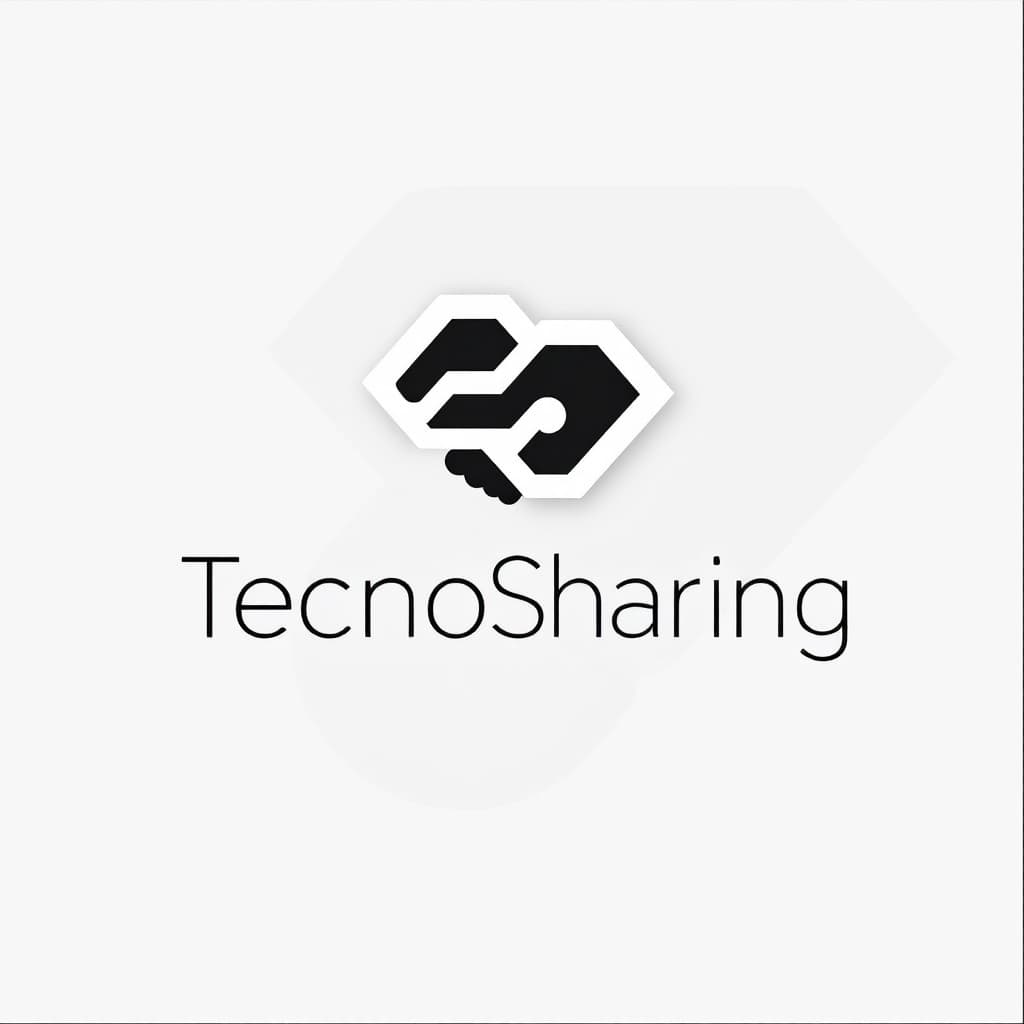AI generated: A modern and minimalist logo design for a company named 'TecnoSharing'. The logo should feature an a...