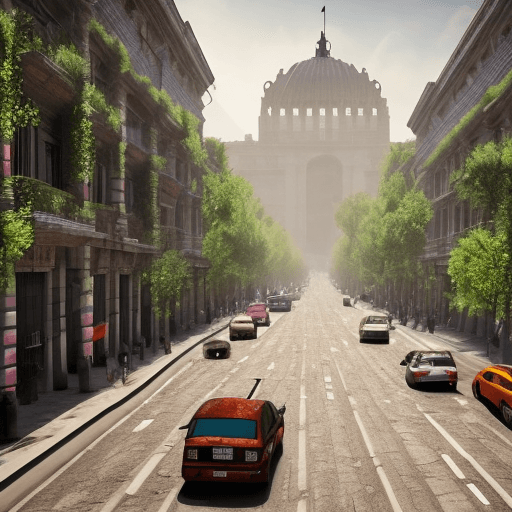 AI generated: Mexico City, buildings full of nature and zombies in the streets, ultra-realistic style, 4k