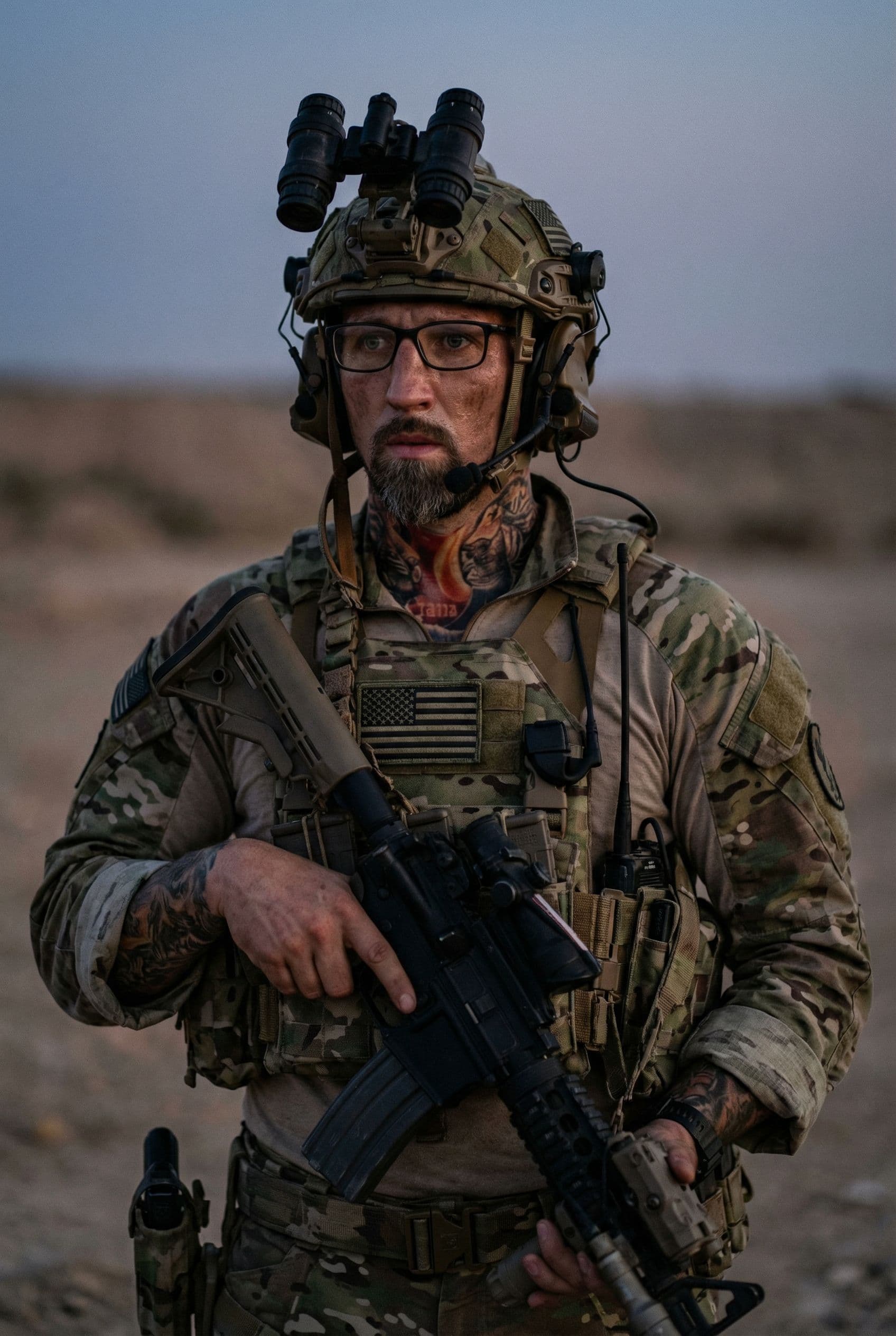 AI generated: SEAL Team Six Operator, shot on a Canon A7 III, hyper-realistic --chaos 75 --ar 1:2 --stylize 750