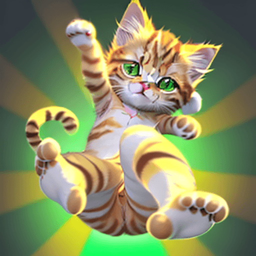 AI generated: Simple Orange striped tabby kitten, white legs, green eyes, with paws facing forward and out, like a...
