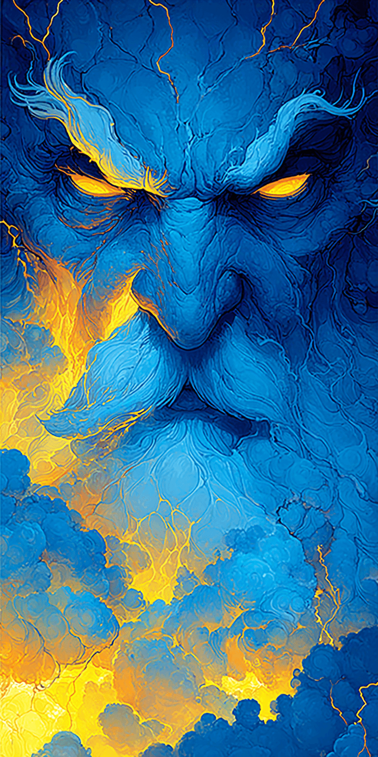 AI generated: close-up of Zeus, in the surrealist style of Dali --chaos 75 --ar 1:2 --sref 2794629106 --stylize 75...