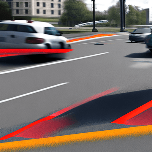 AI generated: A car approaches an intersection at moderate speed as a cyclist crosses from the side. The vehicle's...