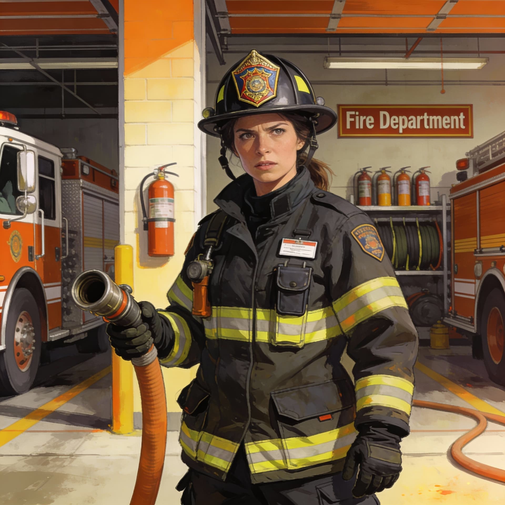 AI generated: create a fire department woman