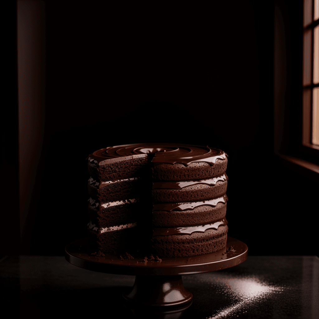 AI generated: Food photography, chocolate cake, in a luxurious Michelin kitchen style, studio lighting, depth of f...
