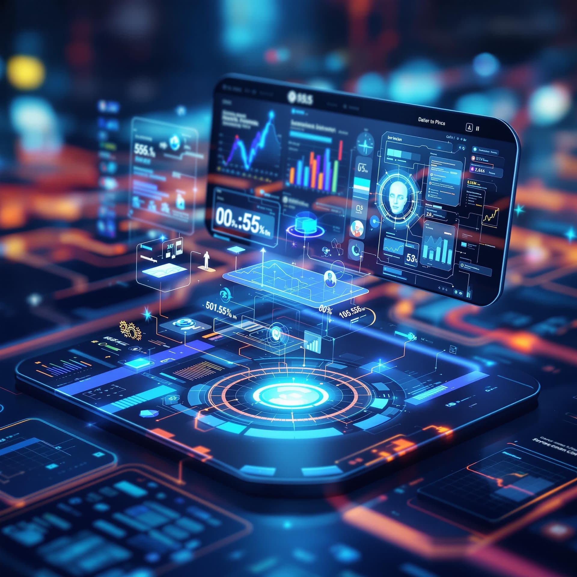 AI generated: User interface of a futuristic artificial intelligence software tool, sleek design, holographic disp...