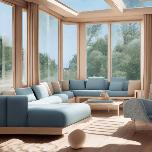 AI generated: High resolution photography interior design, dreamy sunken living room conversation pit, wooden floo...