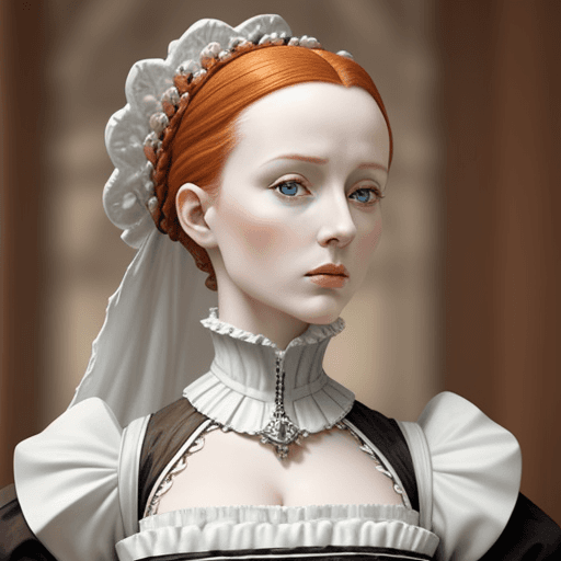 AI generated: Intricate angle shot of a woman, porcelain made, masterpiece, mary queen of scots 