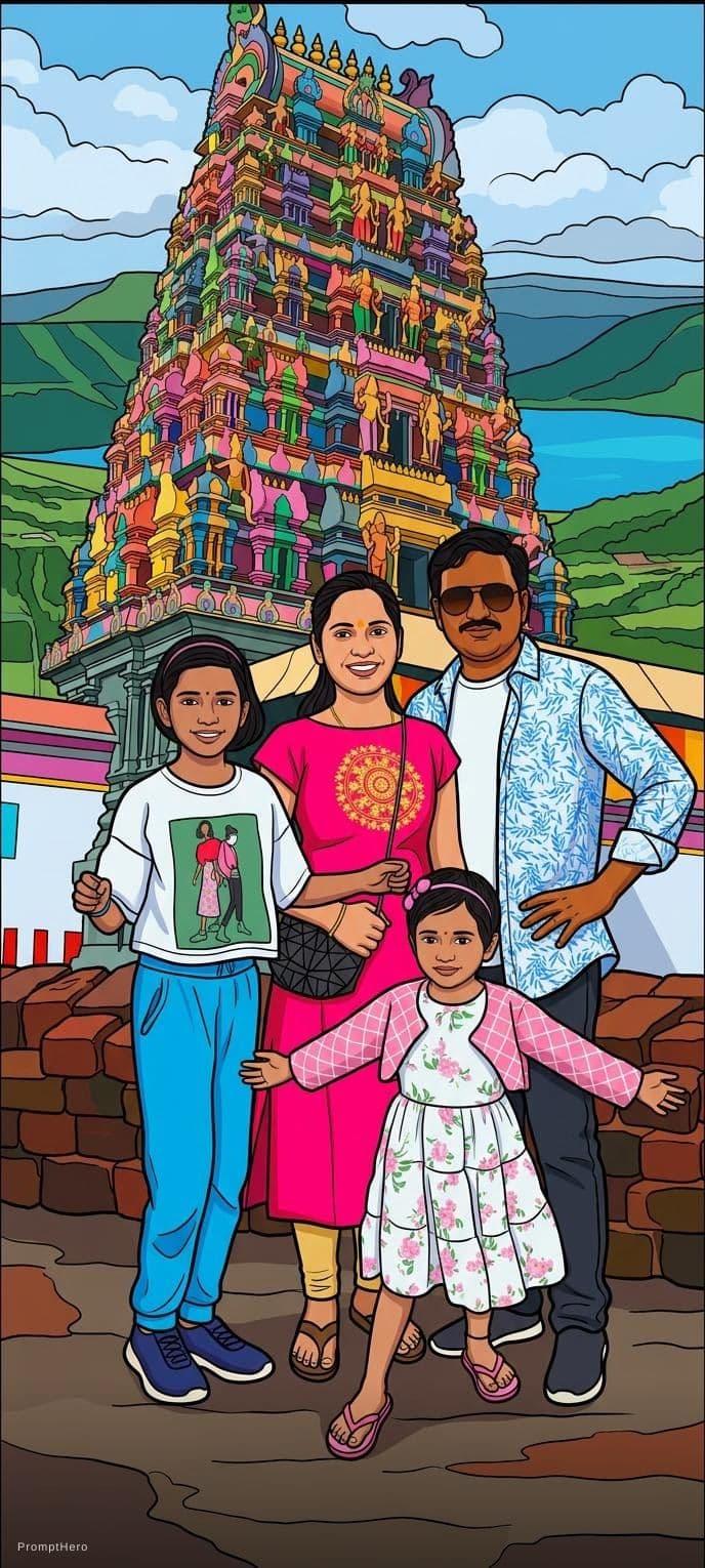 AI generated: a painting of a family posing for a picture, a poster by Amalia Lindegren, behance, cloisonnism, pos...