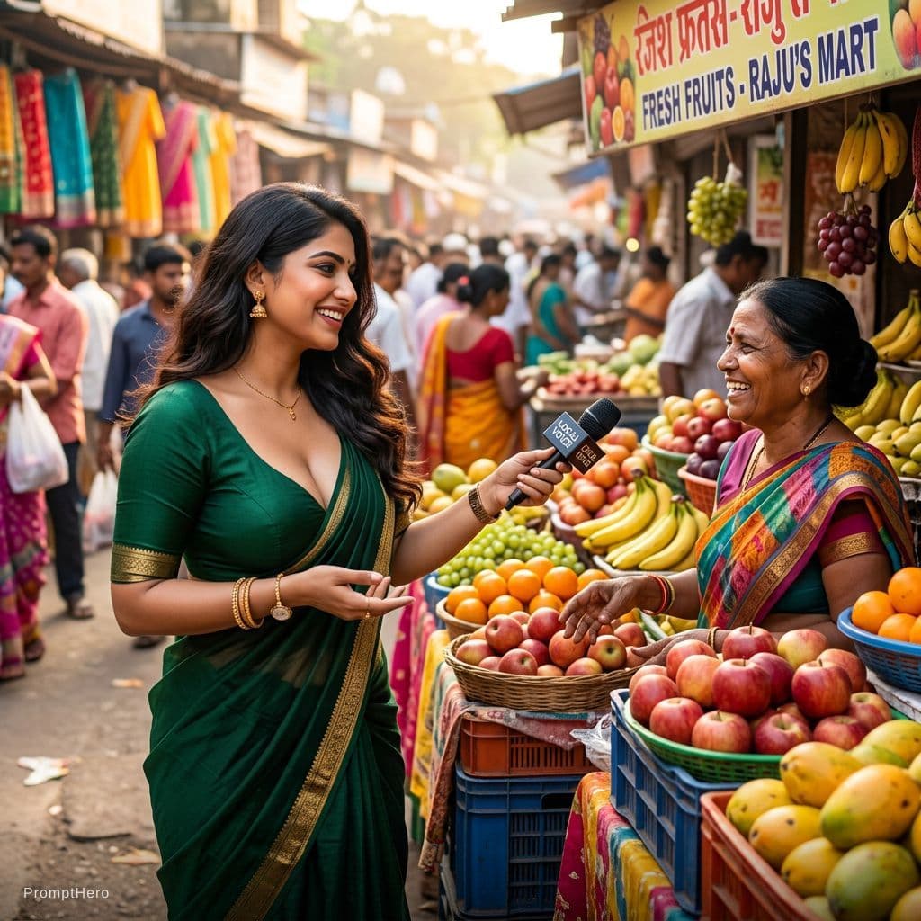 AI generated: A cheerful young girl named Vanya, a 25-year-old curvy Indian woman with a well-endowed figure, shar...
