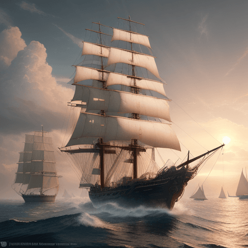 AI generated: Photo of a ultra realistic sailing ship, dramatic light, pale sunrise, cinematic lighting, battered,...