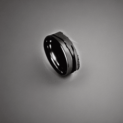 AI generated: Rendering of a titanium made ring for men, (( mystical engravings)), ((a cosmic scenery s depicted o...