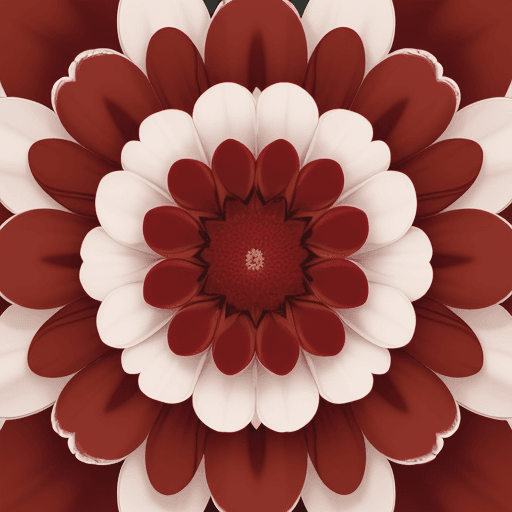 AI generated: Large flower of red color, triangular petals and white edges