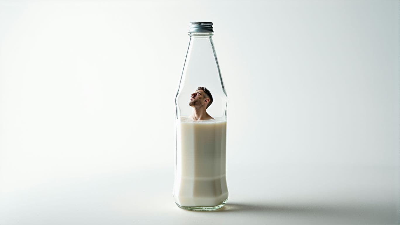 AI generated: An ultra-realistic hexagonal transparent plastic bottle, meticulously detailed with glossy surfaces ...