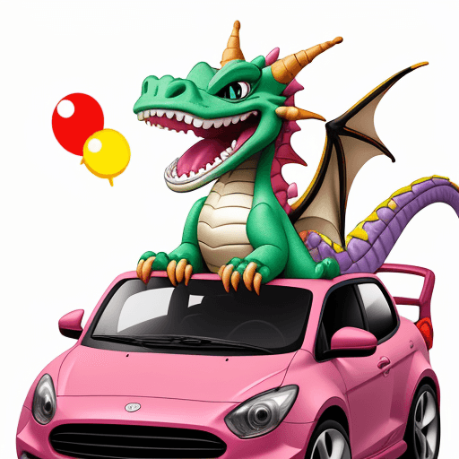 AI generated: baby happy cartoon dragon on a happy car a coloring book for kids


