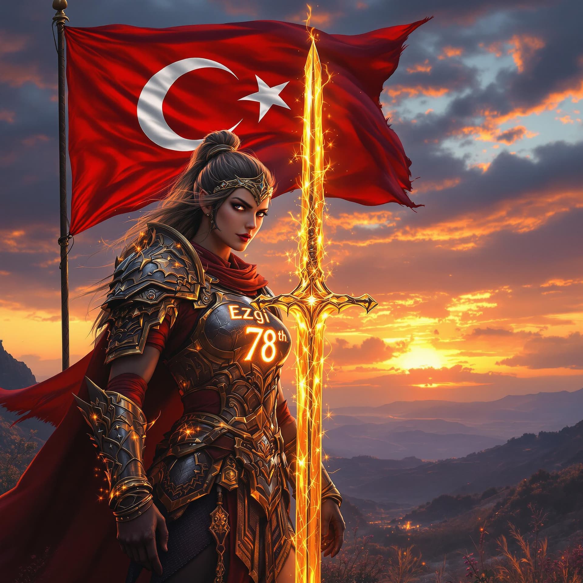 AI generated: A fierce lady warrior clad and her boyfriend warrior standing next to each other. They are in tradit...