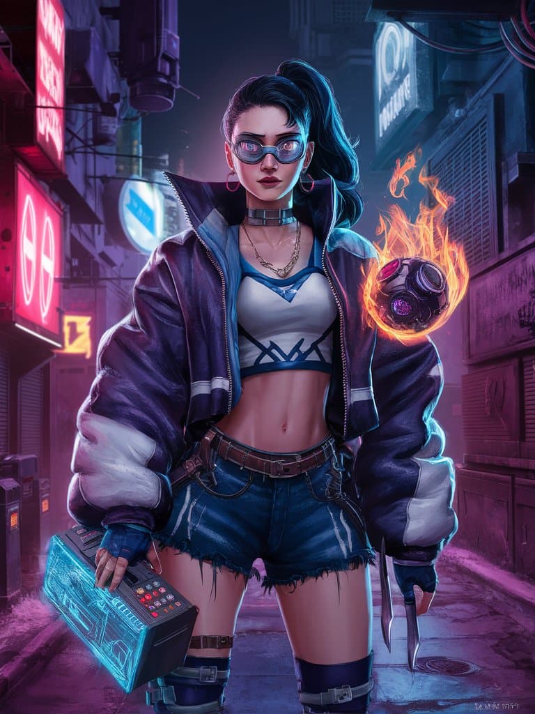 AI generated: Rampart female character from Apex legends,(ultra-detailed:1.6), extremely detailed face, masterpiec...