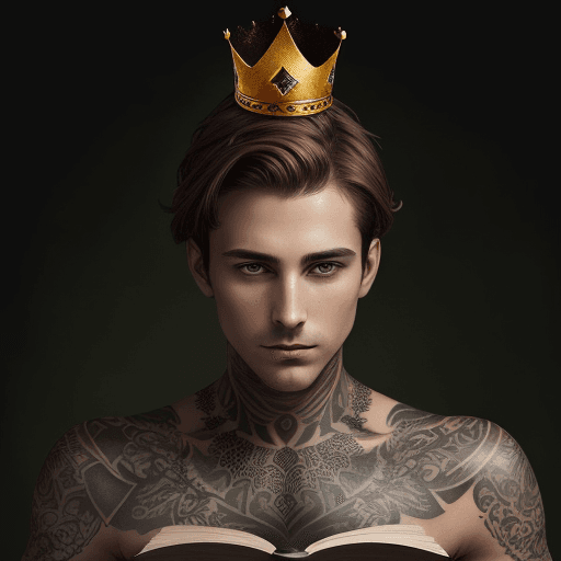 AI generated: this is a book cover, it has a dark background, it shows a man, he has brown hair, greens and a crow...