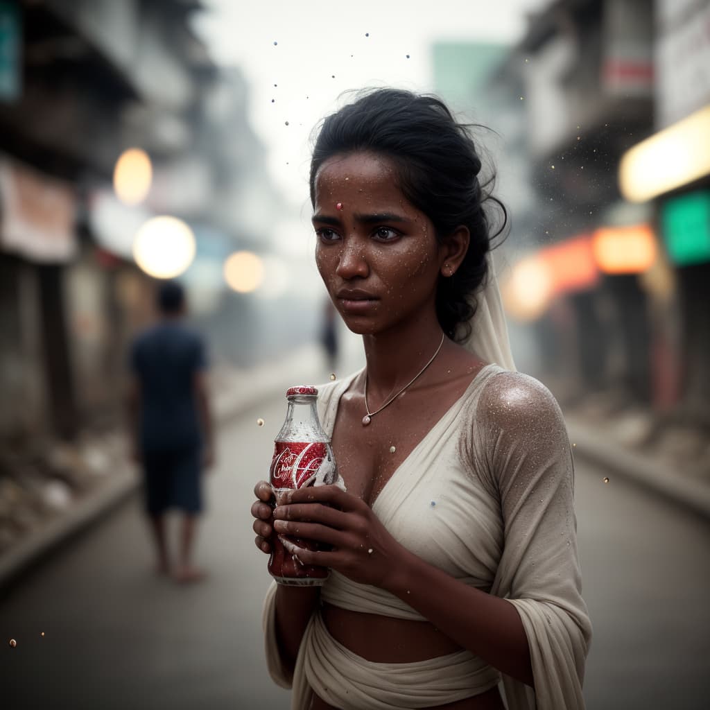 AI generated: RAW photo, portrait of an character design, conceptual illustration,coca-cola glass bottle hybrid wi...