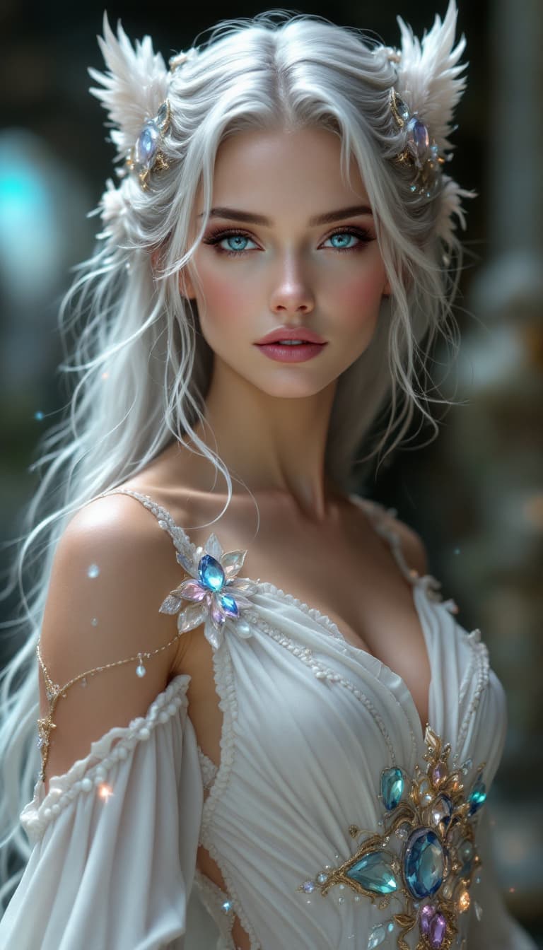 AI generated: An ultra-realistic, full-body portrait of a captivating dream guardian woman, radiating serene stren...