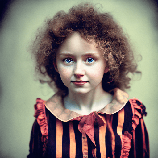 AI generated: girl, full body and head , highly detailed eyes and face, very curly hair, very intrincated clothes,...