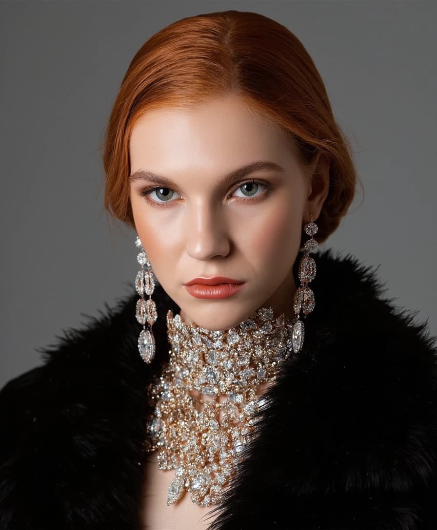 AI generated: An ultra-stylized and highly dramatic fashion editorial, rendered with a cinematic aesthetic. Employ...