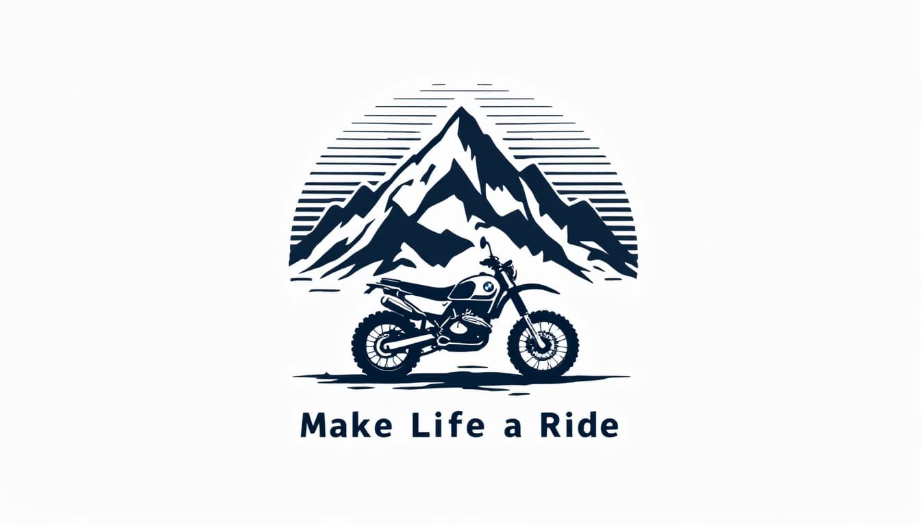 AI generated: Design a minimalist, vintage-inspired logo for a BMW adventure motorcycle T-shirt. Incorporate eleme...