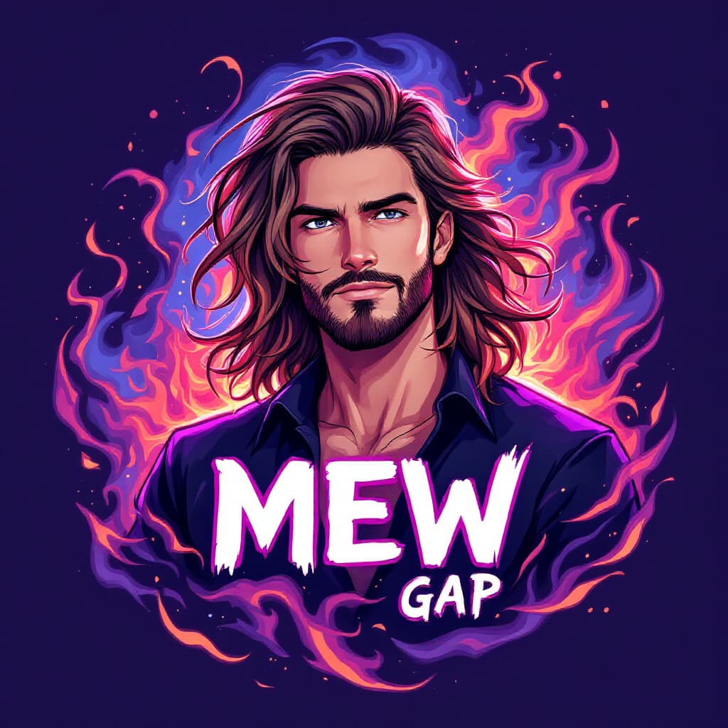AI generated: A anime Ghibli art-style illustration of a handsome man with long flowing hair and a short, well-gro...