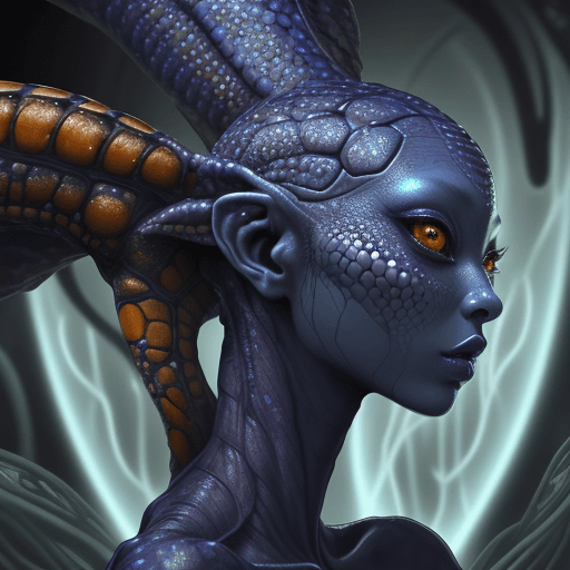 AI generated: A close up portrait of a (((fantasy mesmerizing alien humanoid female, amazingly beautiful ethereal ...