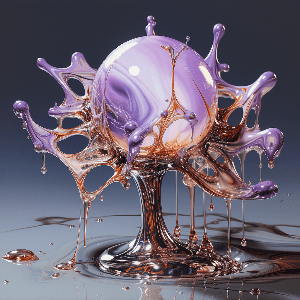 AI generated: surrealist painting of water droplets on the stem of a flower, in the style of surrealism, Picasso, ...