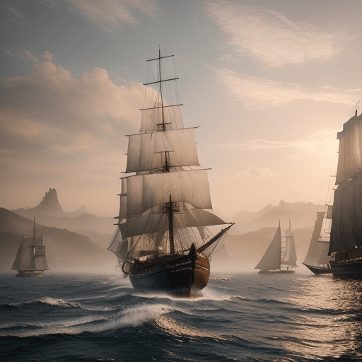 AI generated: Photo of a ultra realistic sailing ship, dramatic light, pale sunrise, cinematic lighting, battered,...