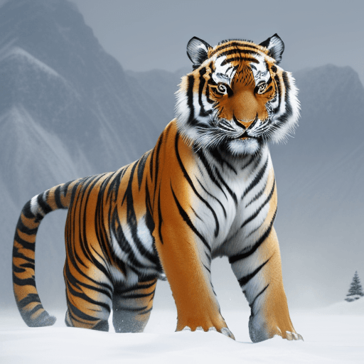 AI generated: a tiger of snow mountain