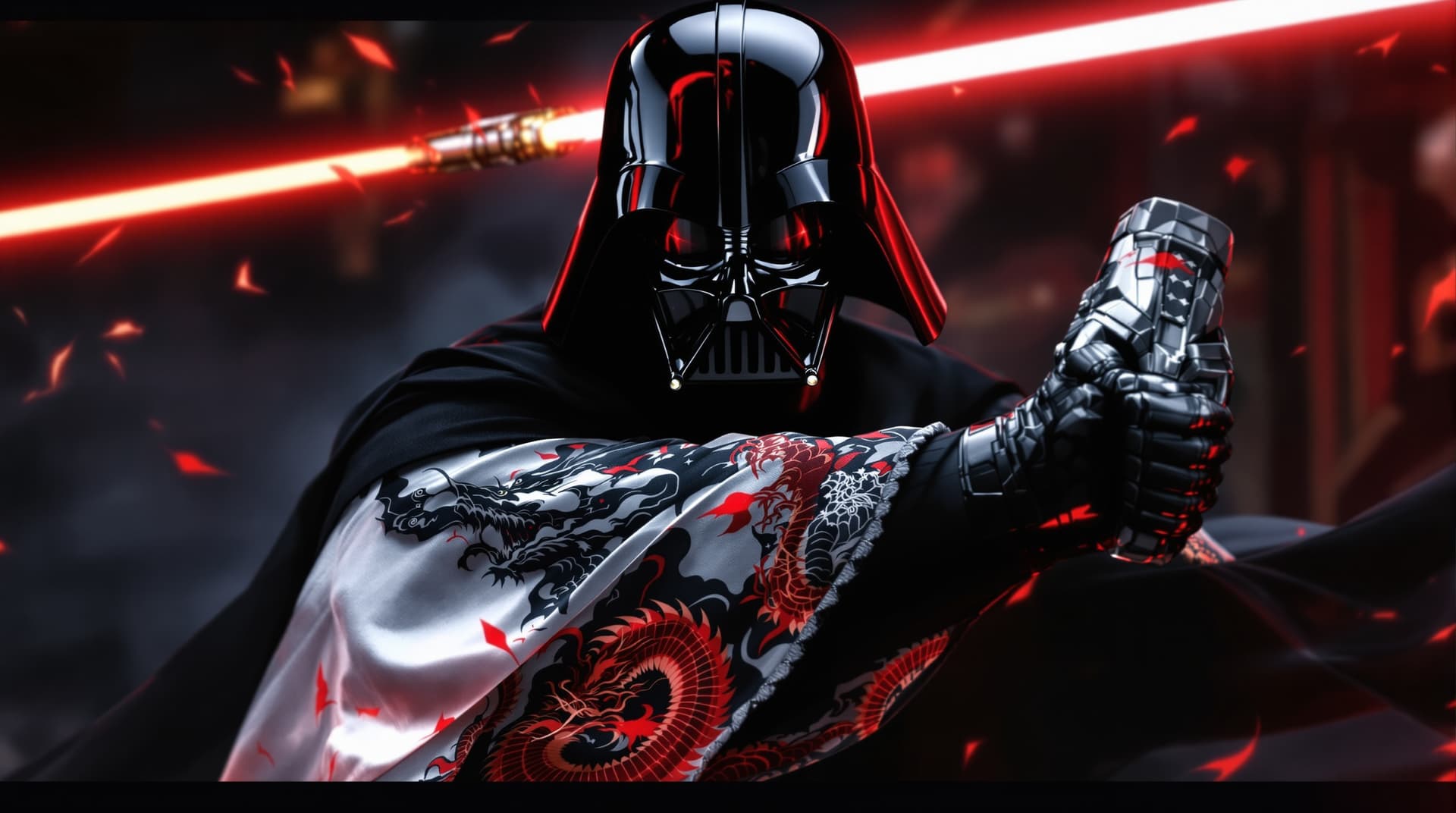 AI generated: image is a high-resolution,spectacular   Star Wars perfect cinematic portrait with a Japanese feudal...
