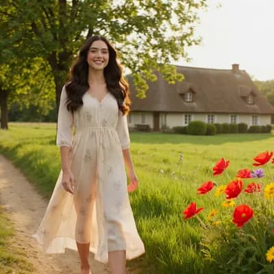 AI generated video: beautiful girl in the villge