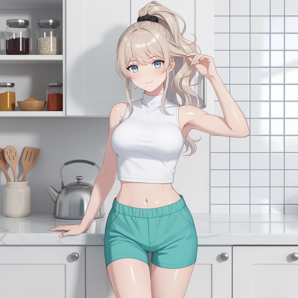 AI generated: The image is a vertical, ultra-high-quality anime-style illustration of a beautiful young woman in a...