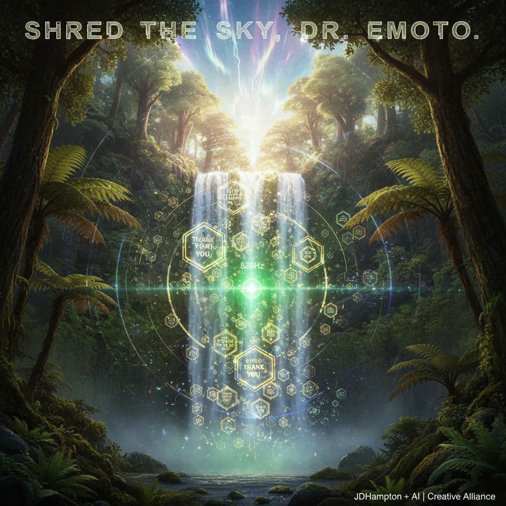 AI generated: Masterpiece, epic digital art. A powerful waterfall in a primordial, sun-dappled forest. The core of...