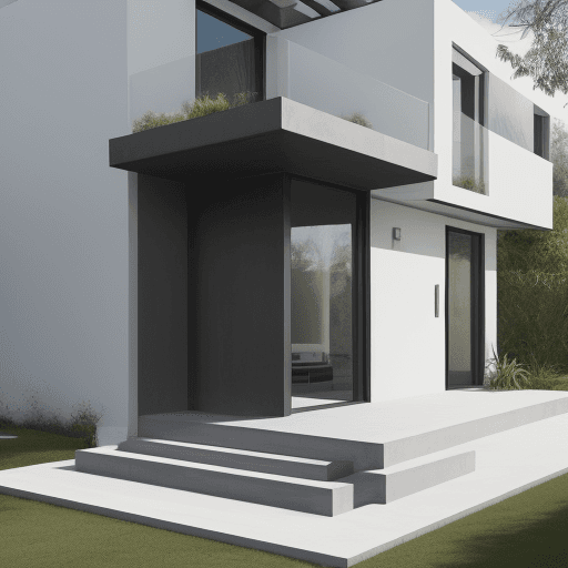 AI generated: La casa tiene una forma rectangular y está diseñada con líneas limpias y simples. La entrada princip...